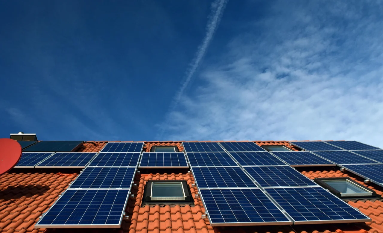 Roof with solar panels