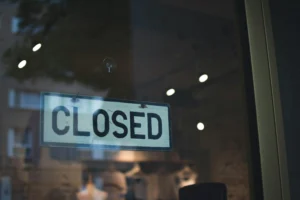 Closed sign in shop window