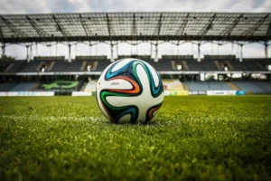 Ball in the middle of an empty stadium