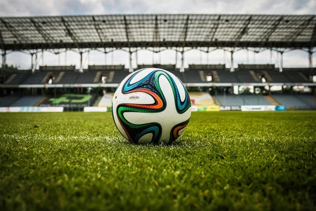 Ball in the middle of an empty stadium